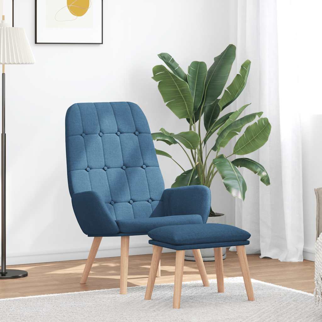 Relaxstoel met voetenbank stof blauw is nu te koop bij PeponiXL, paradijselijk wonen!