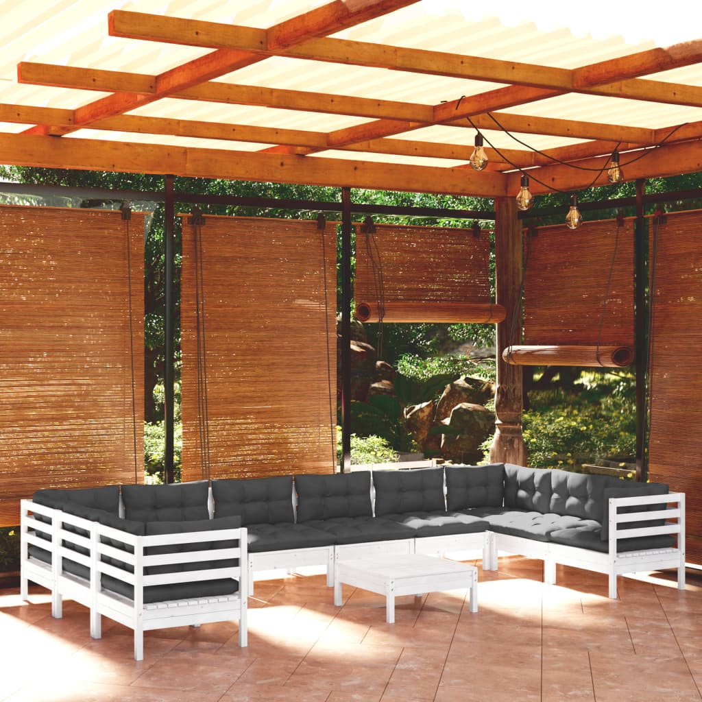 11-delige Loungeset met kussens grenenhout wit is nu te koop bij PeponiXL, paradijselijk wonen!