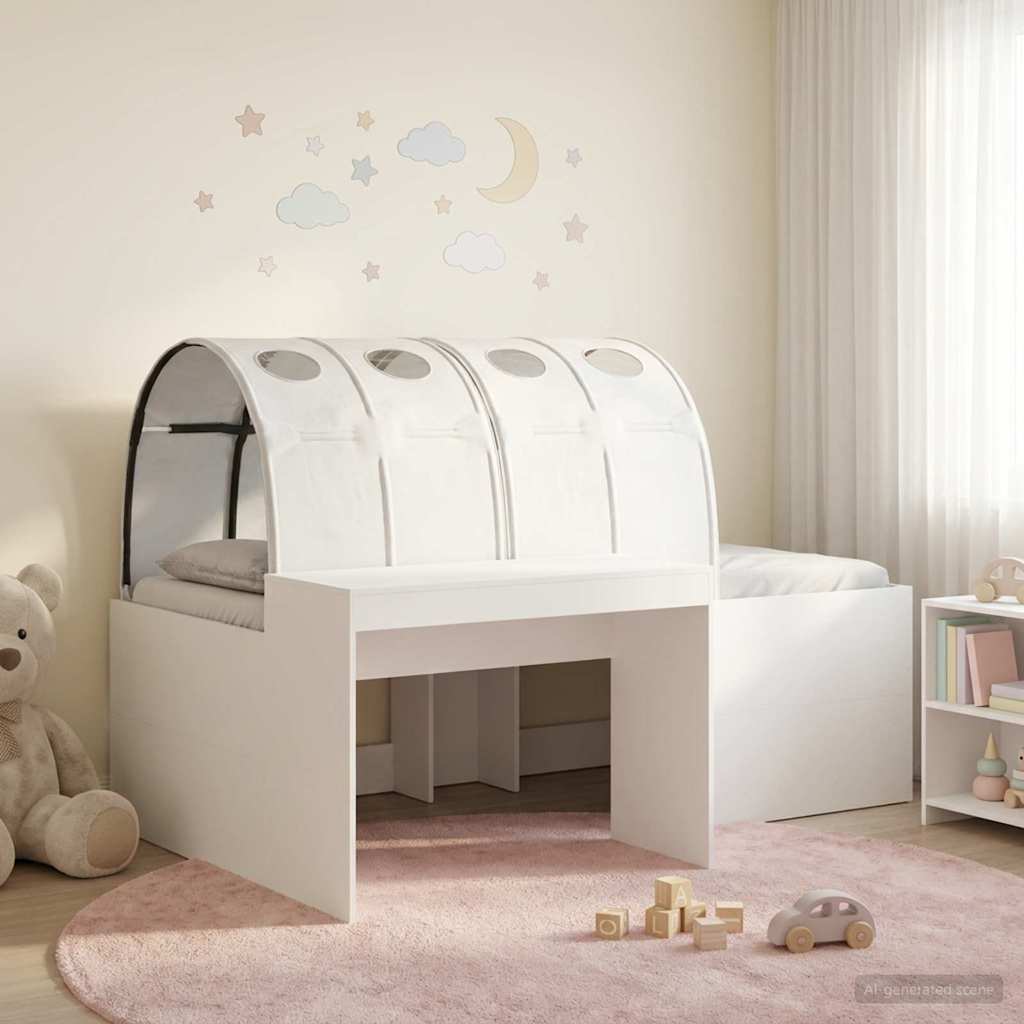 Bed met Tunnel 3 st Artisian Eik en Wit Bewerkt hout is nu te koop bij PeponiXL, paradijselijk wonen!