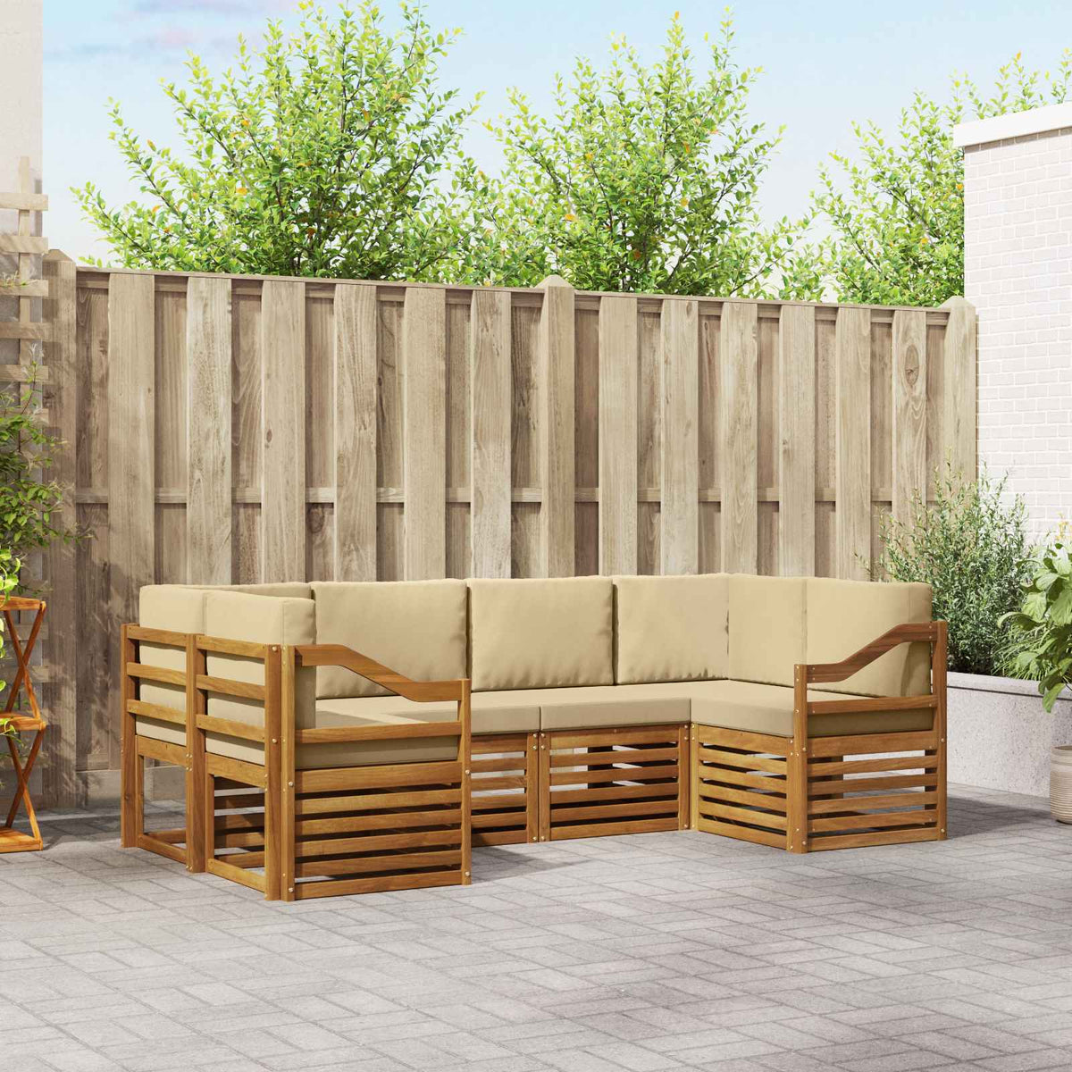 Hoekbank Set met kussen 6 pcs Naturel is nu te koop bij PeponiXL, paradijselijk wonen!