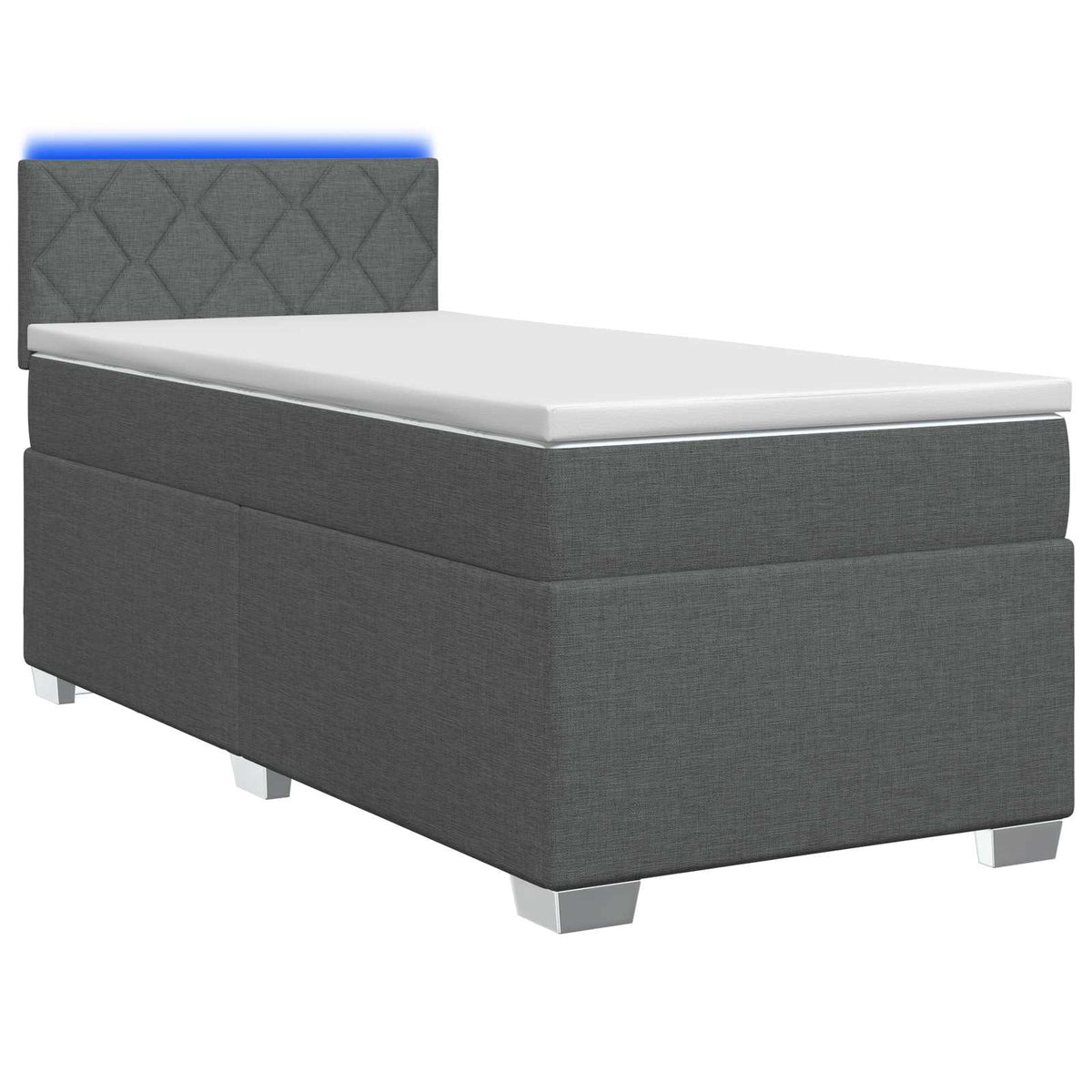 Boxspring Bed met Matras en LED Donkergrijs Enkel Stof is nu te koop bij PeponiXL, paradijselijk wonen!