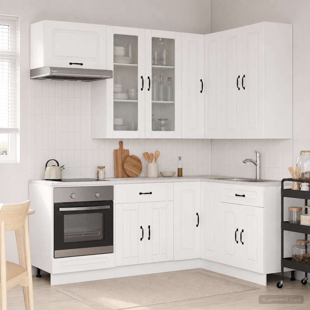 Keukenblok KALMAR 8 pcs Wit Bewerkt hout is nu te koop bij PeponiXL, paradijselijk wonen!