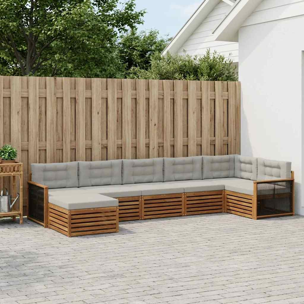 Buiten bankenset met kussen 7 pcs Naturel en lichtgrijs is nu te koop bij PeponiXL, paradijselijk wonen!