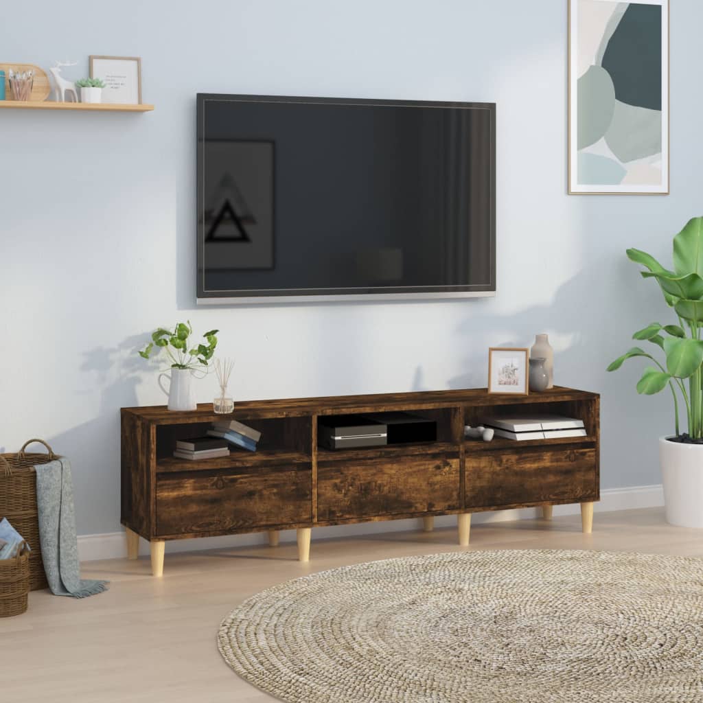 Tv-meubel 150x30x44,5 cm bewerkt hout gerookt eikenkleurig is nu te koop bij PeponiXL, paradijselijk wonen!