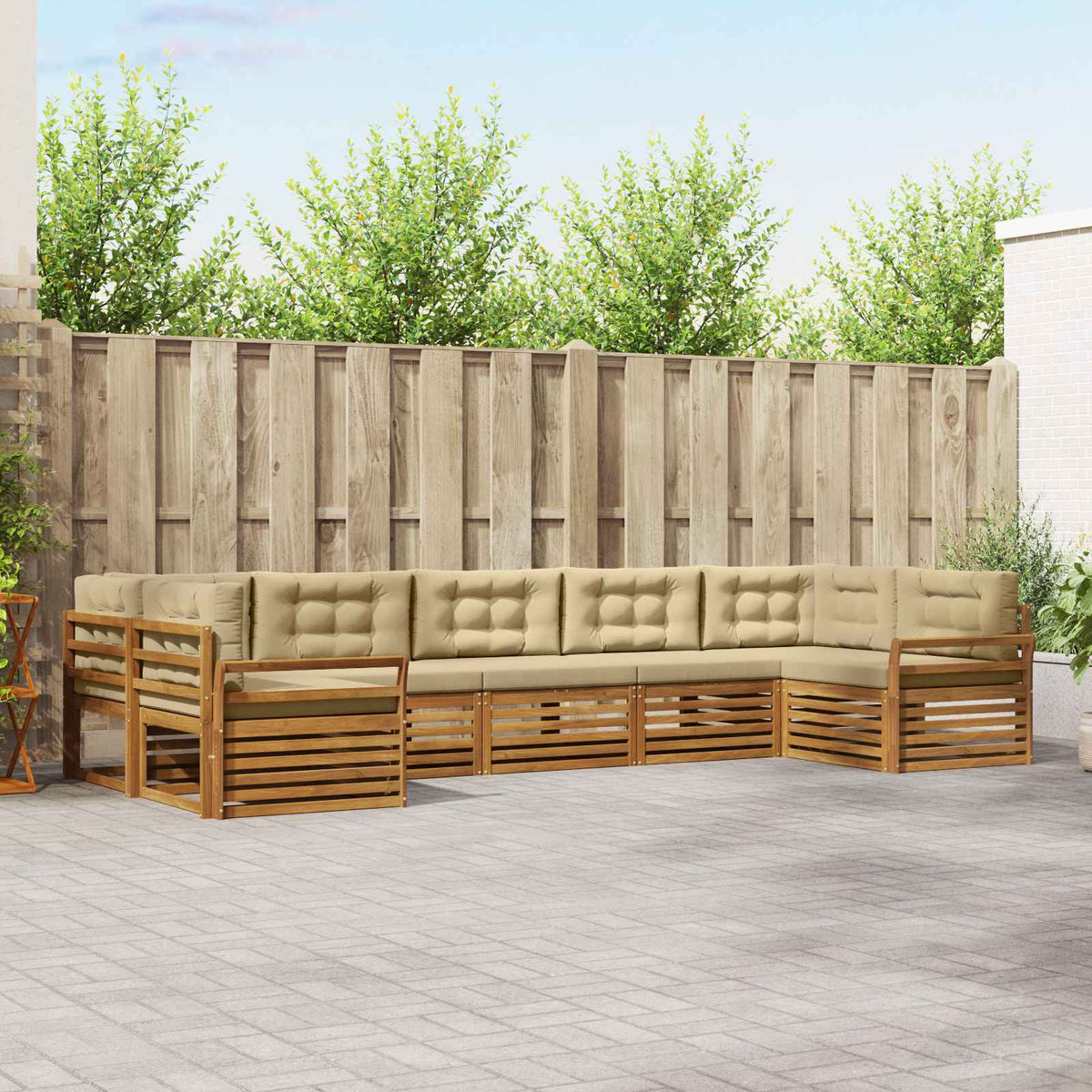 Buiten bankenset met kussen 7 pcs Natuurlijk en Beige is nu te koop bij PeponiXL, paradijselijk wonen!