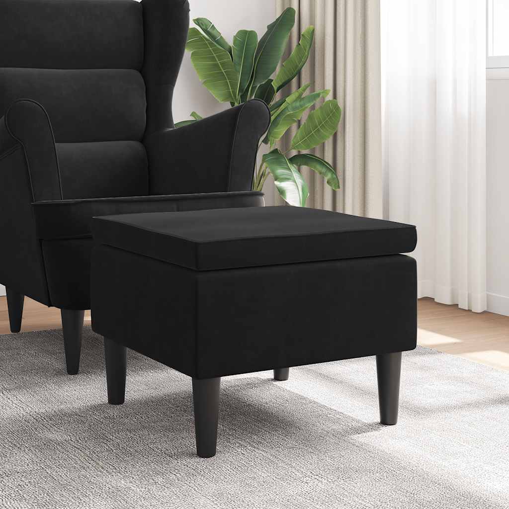 Kruk met houten poten fluweel zwart is nu te koop bij PeponiXL, paradijselijk wonen!