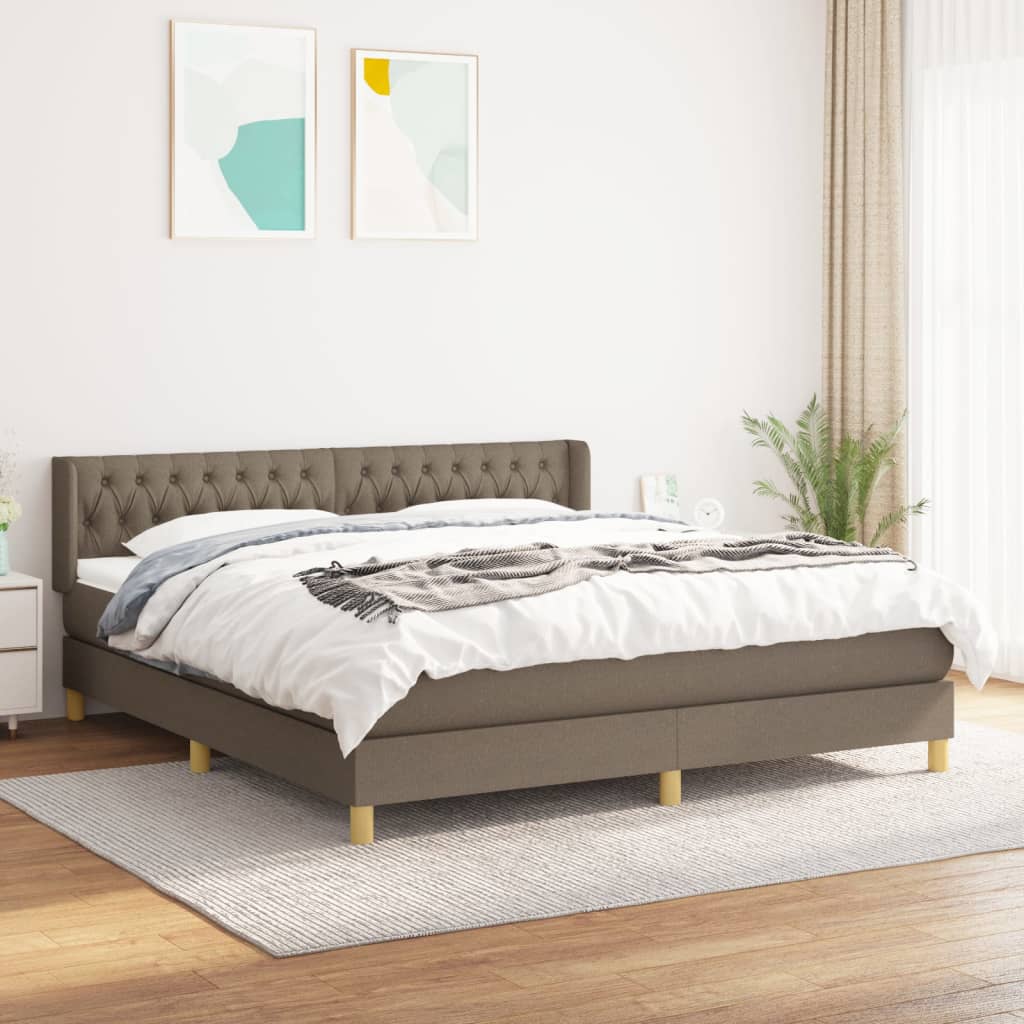 Boxspring met matras stof taupe 180x200 cm is nu te koop bij PeponiXL, paradijselijk wonen!