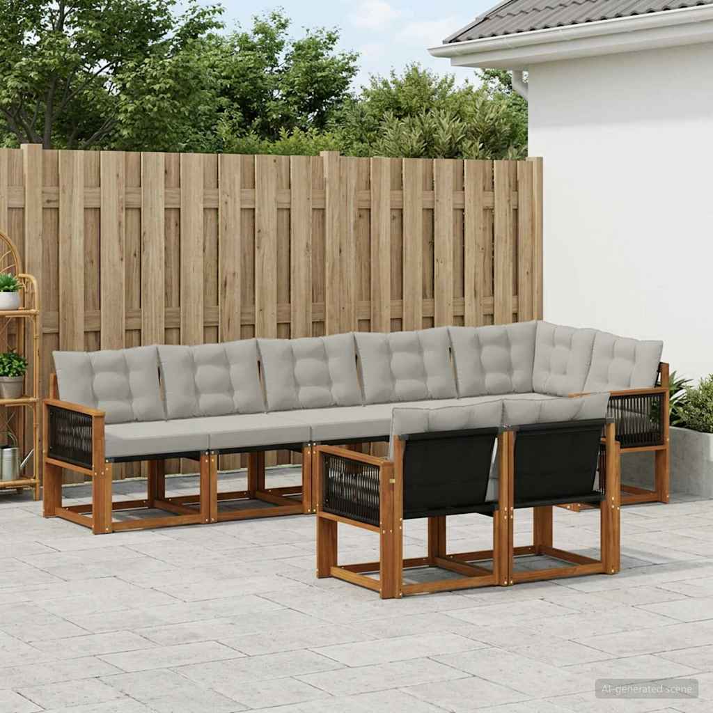 Buiten bankenset met kussen 8 pcs Naturel en lichtgrijs is nu te koop bij PeponiXL, paradijselijk wonen!