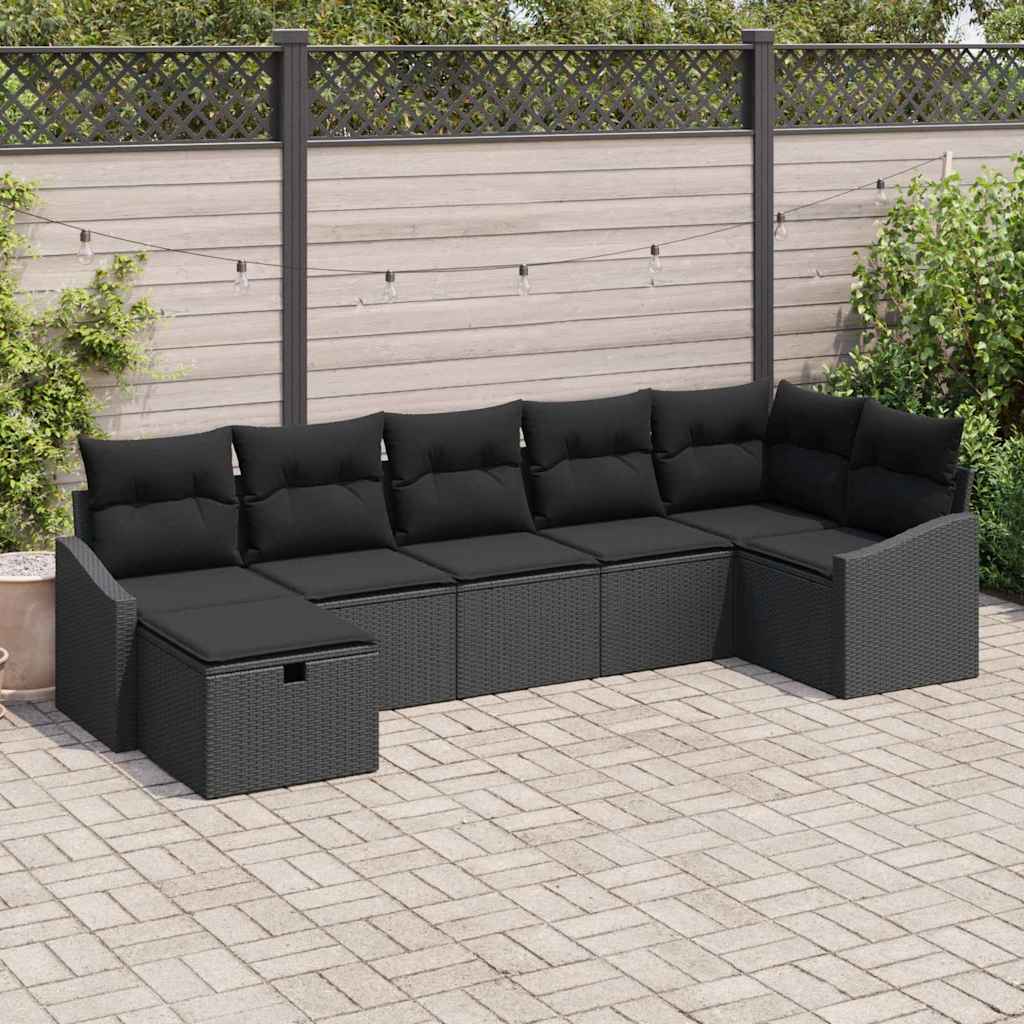 Bankstel met kussen 7 pcs poly rattan is nu te koop bij PeponiXL, paradijselijk wonen!