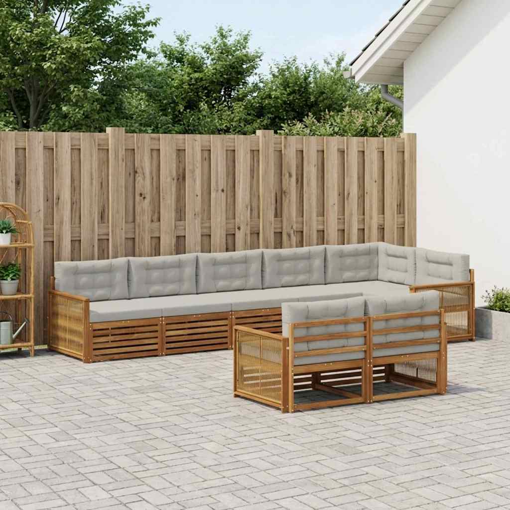 Buiten bankenset met kussen 8 pcs Naturel en lichtgrijs is nu te koop bij PeponiXL, paradijselijk wonen!