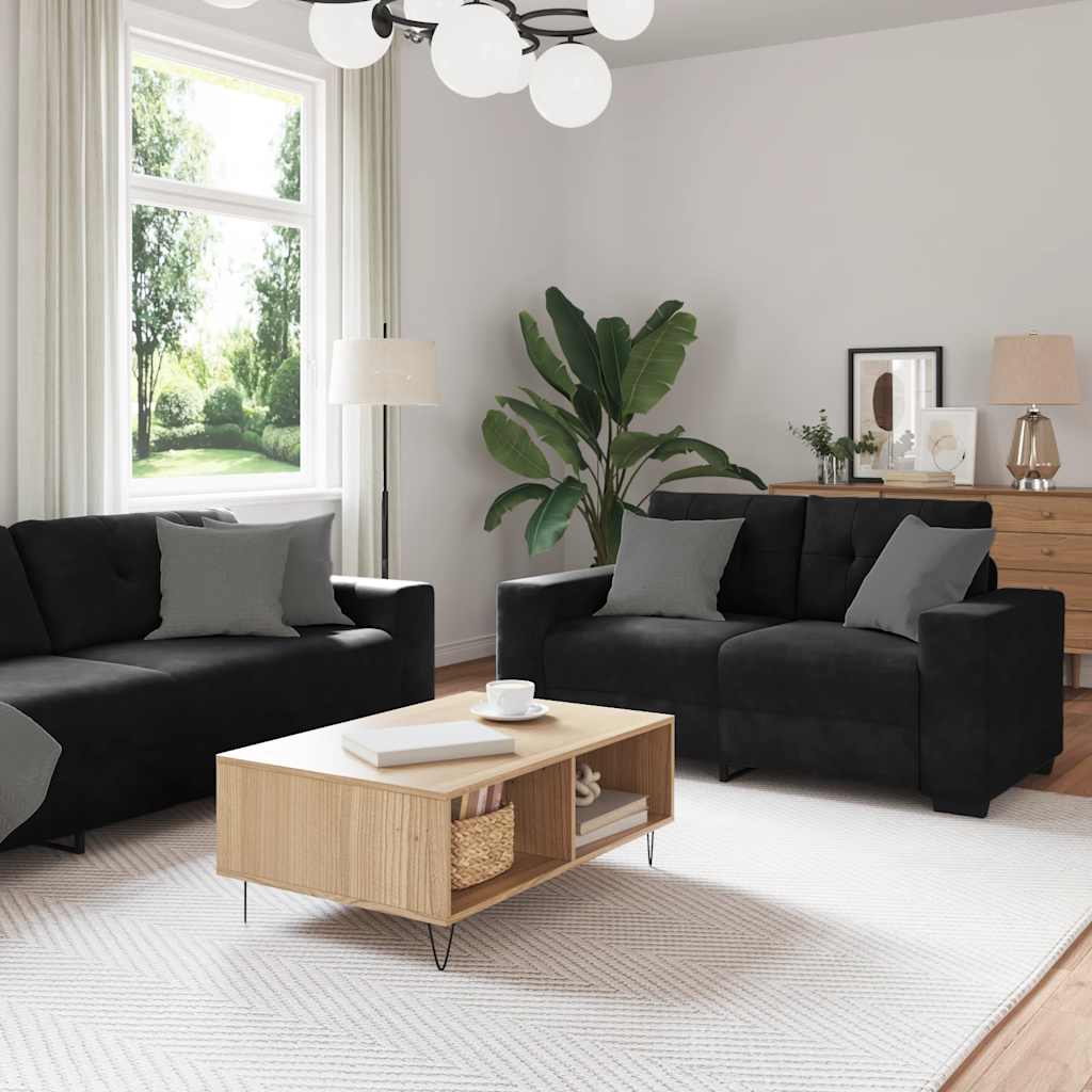 2-delige bankset met kussens van zwart fluweel is nu te koop bij PeponiXL, paradijselijk wonen!