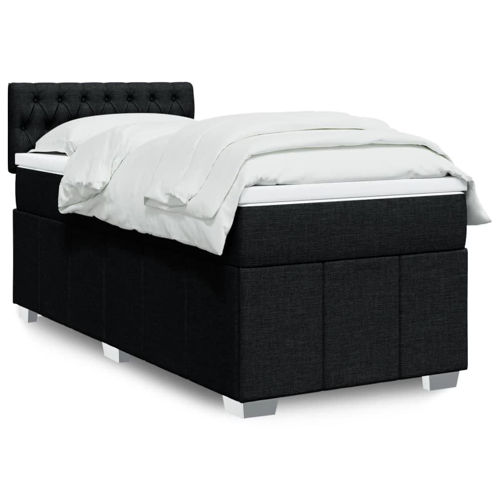 Boxspring met matras stof zwart 90x190 cm is nu te koop bij PeponiXL, paradijselijk wonen!