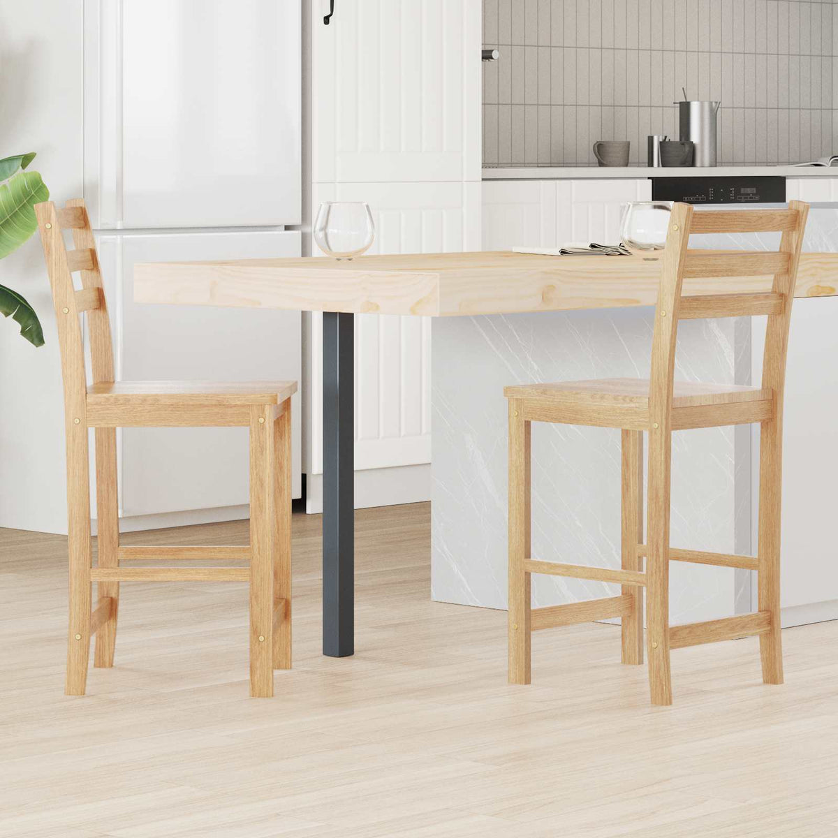 Eettafelstoelen 2 pcs Naturel 40 x 47,5 x 99,5 cm is nu te koop bij PeponiXL, paradijselijk wonen!