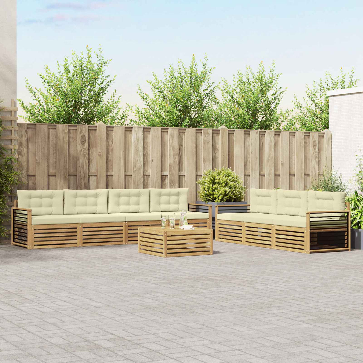 Buiten bankenset 8 pcs Wit en crèmekleurig 79 x 79 x 37 cm is nu te koop bij PeponiXL, paradijselijk wonen!