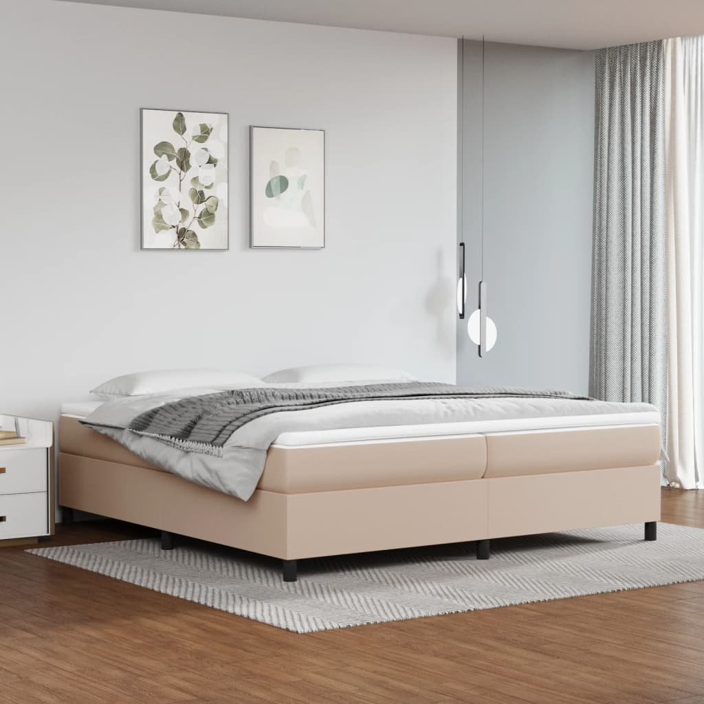 Boxspring met matras kunstleer cappuccinokleurig 200x200 cm is nu te koop bij PeponiXL, paradijselijk wonen!