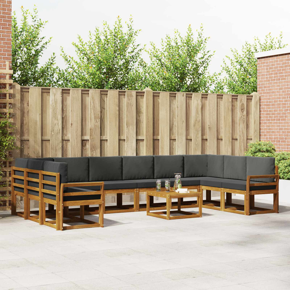 Buiten bankenset met kussen 11 pcs Natuurlijk en Antraciet is nu te koop bij PeponiXL, paradijselijk wonen!