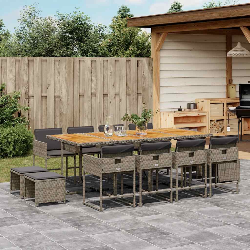 13-delige Tuinset met kussens poly rattan grijs is nu te koop bij PeponiXL, paradijselijk wonen!