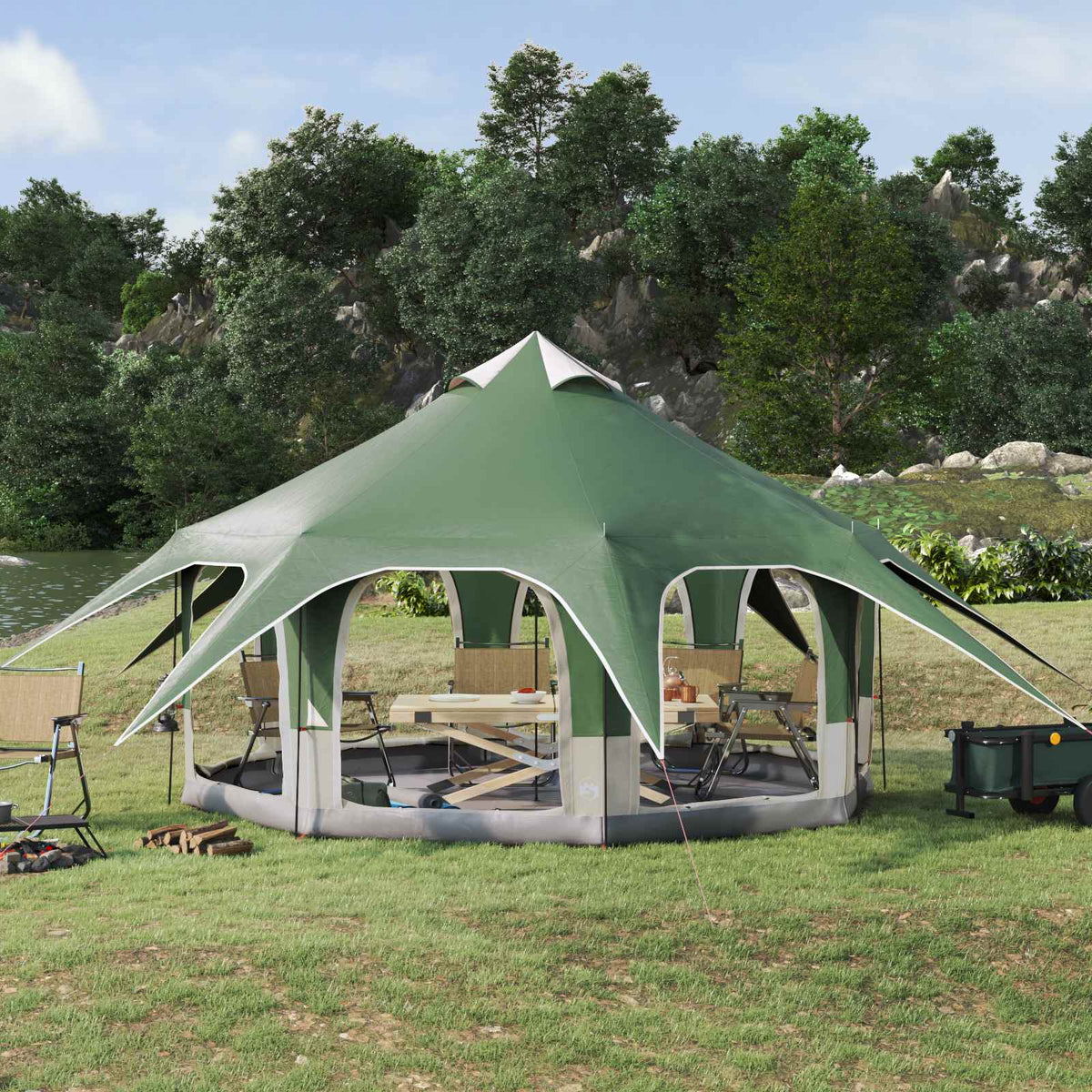Gezinstent Groen 5-persoons 185T Polyester met PU Coating is nu te koop bij PeponiXL, paradijselijk wonen!
