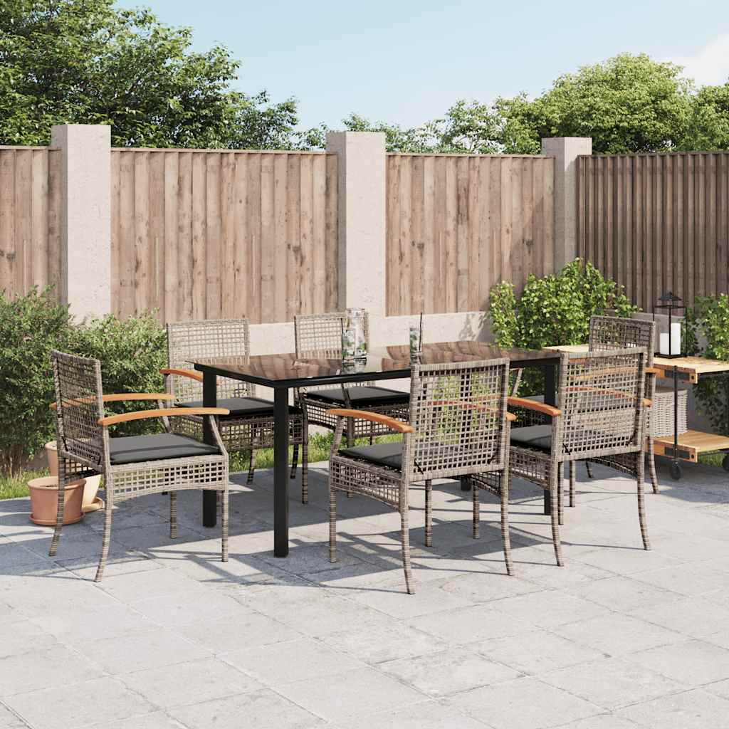 7-delige Tuinset met kussens poly rattan grijs is nu te koop bij PeponiXL, paradijselijk wonen!