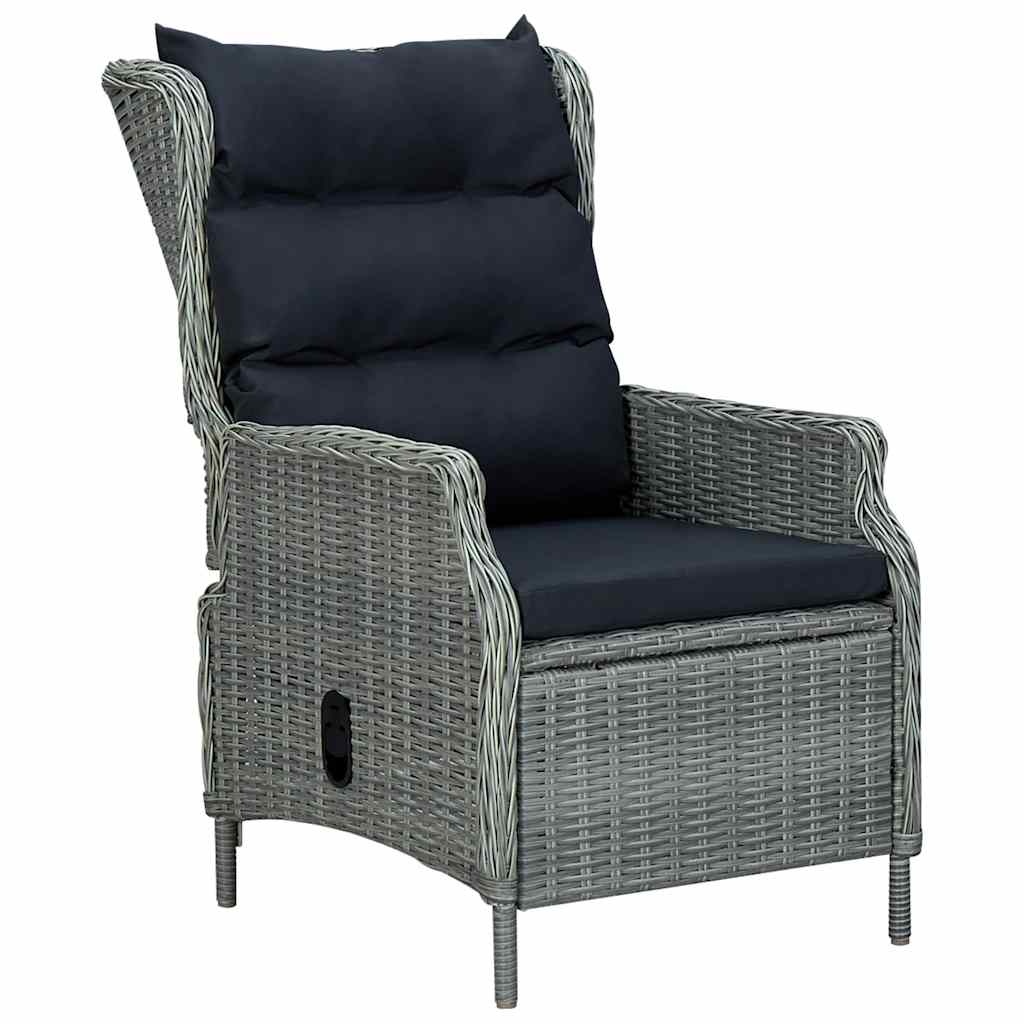 Tuinstoel verstelbaar met kussens poly rattan lichtgrijs is nu te koop bij PeponiXL, paradijselijk wonen!
