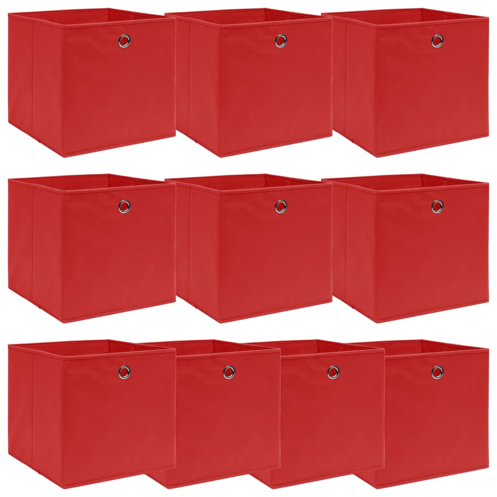 Opbergboxen 10 st 32x32x32 cm stof rood is nu te koop bij PeponiXL, paradijselijk wonen!