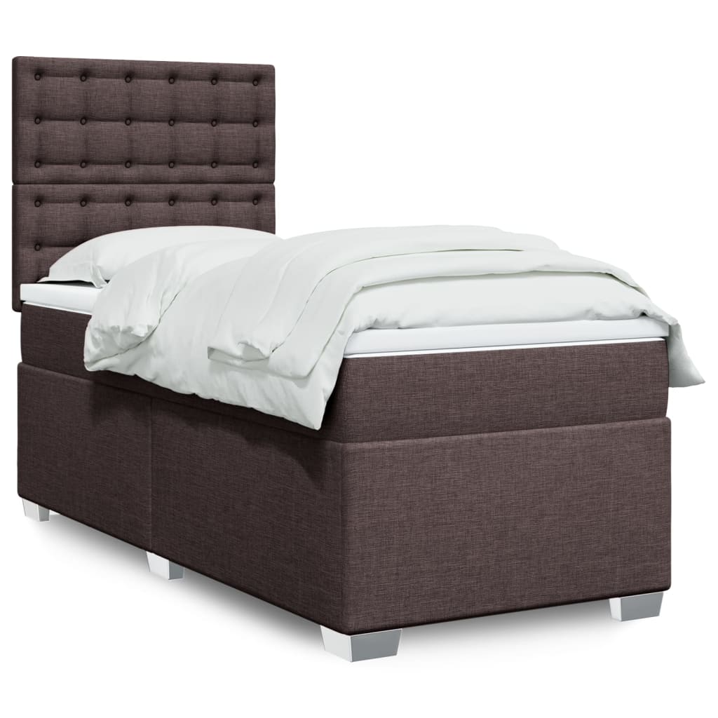 Boxspring met matras stof donkerbruin 100x200 cm is nu te koop bij PeponiXL, paradijselijk wonen!