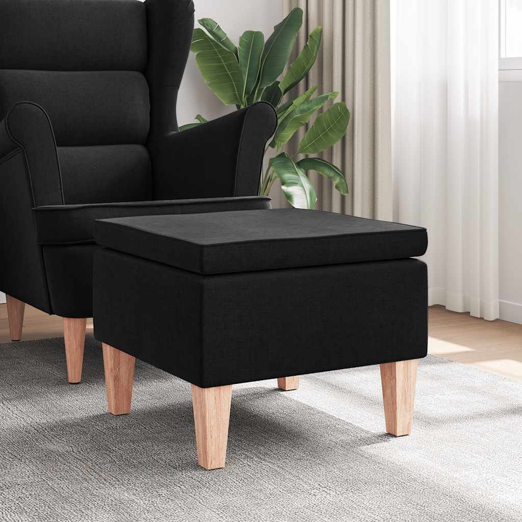 Kruk met houten poten stof zwart is nu te koop bij PeponiXL, paradijselijk wonen!