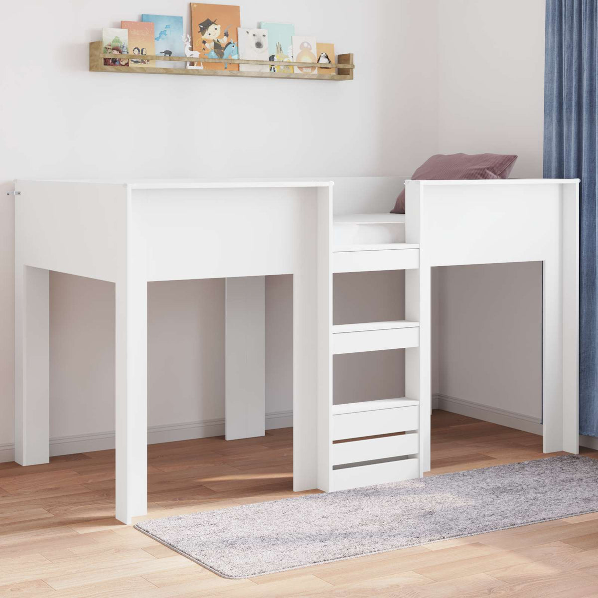 Bunk Bed voor Kinderen met opslag Wit 90 x 200 cm Bewerkt hout is nu te koop bij PeponiXL, paradijselijk wonen!