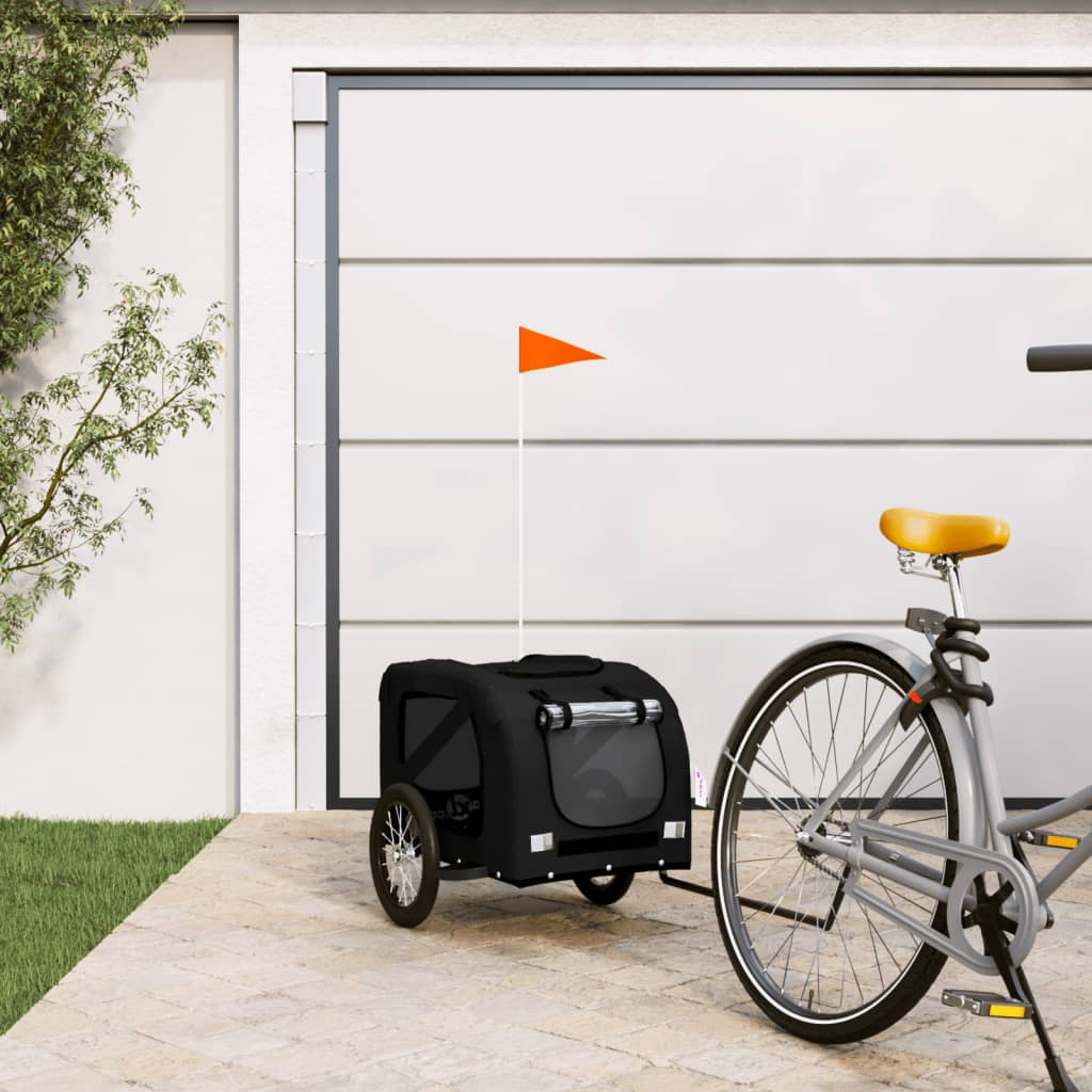 Hondenfietstrailer oxford stof en ijzer zwart is nu te koop bij PeponiXL, paradijselijk wonen!