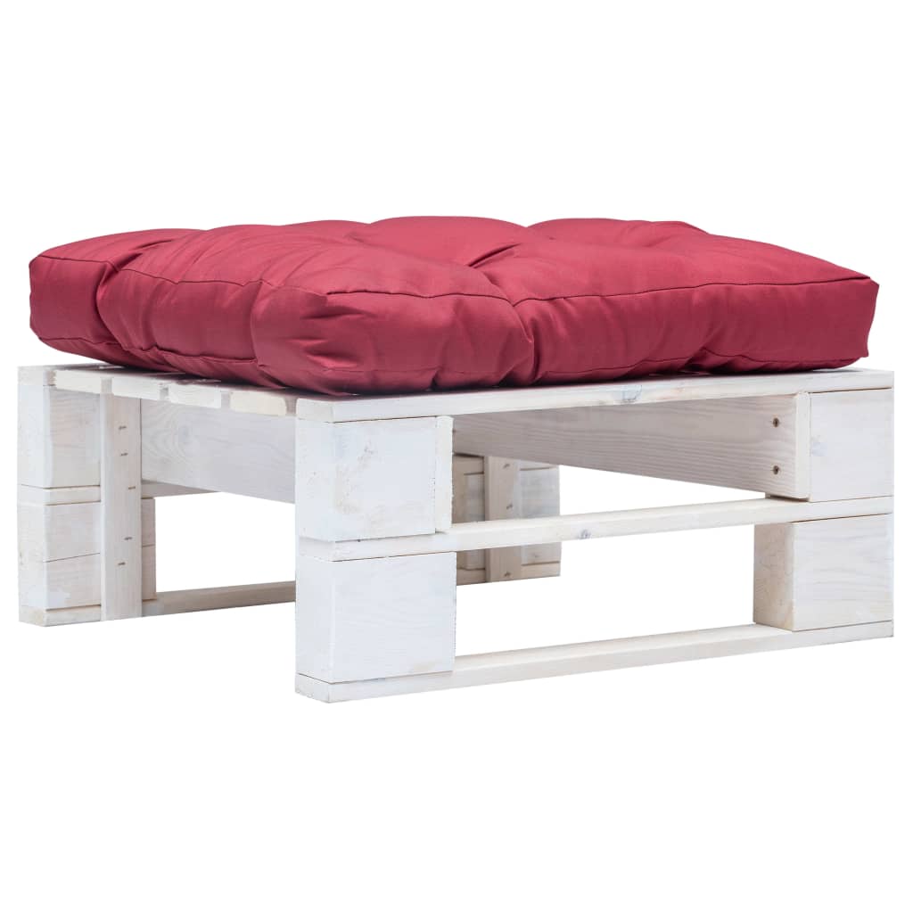 Tuinpoef met rood kussen pallet hout wit is nu te koop bij PeponiXL, paradijselijk wonen!