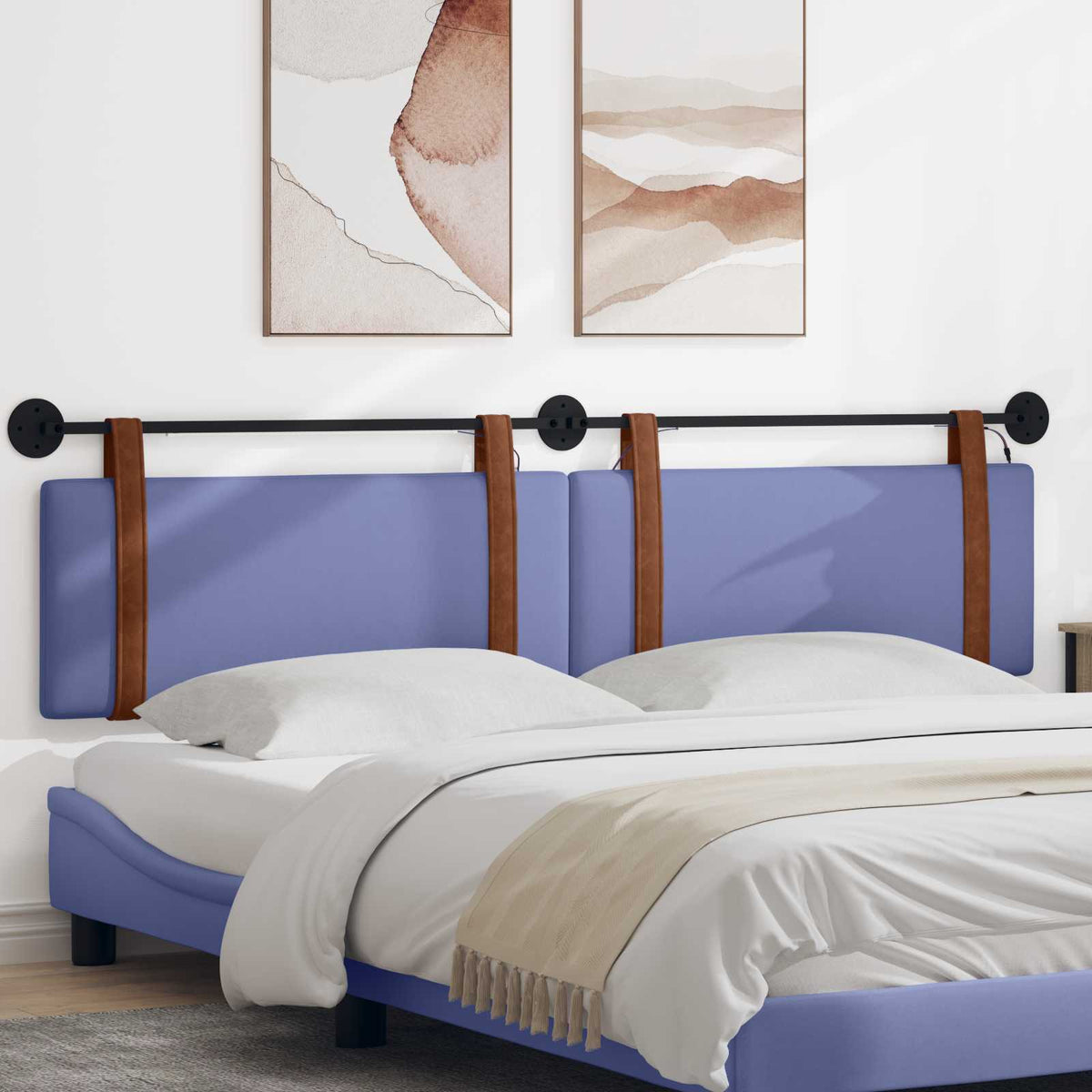 Hangend hoofdbord Met LED-verlichting Jeans Blauw Antiek PU is nu te koop bij PeponiXL, paradijselijk wonen!