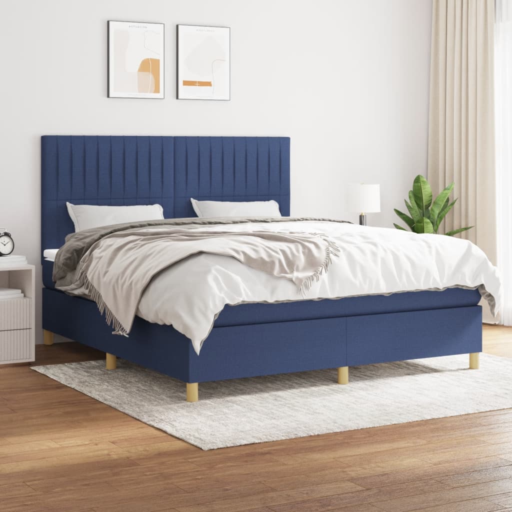 Boxspring met matras stof blauw 180x200 cm is nu te koop bij PeponiXL, paradijselijk wonen!