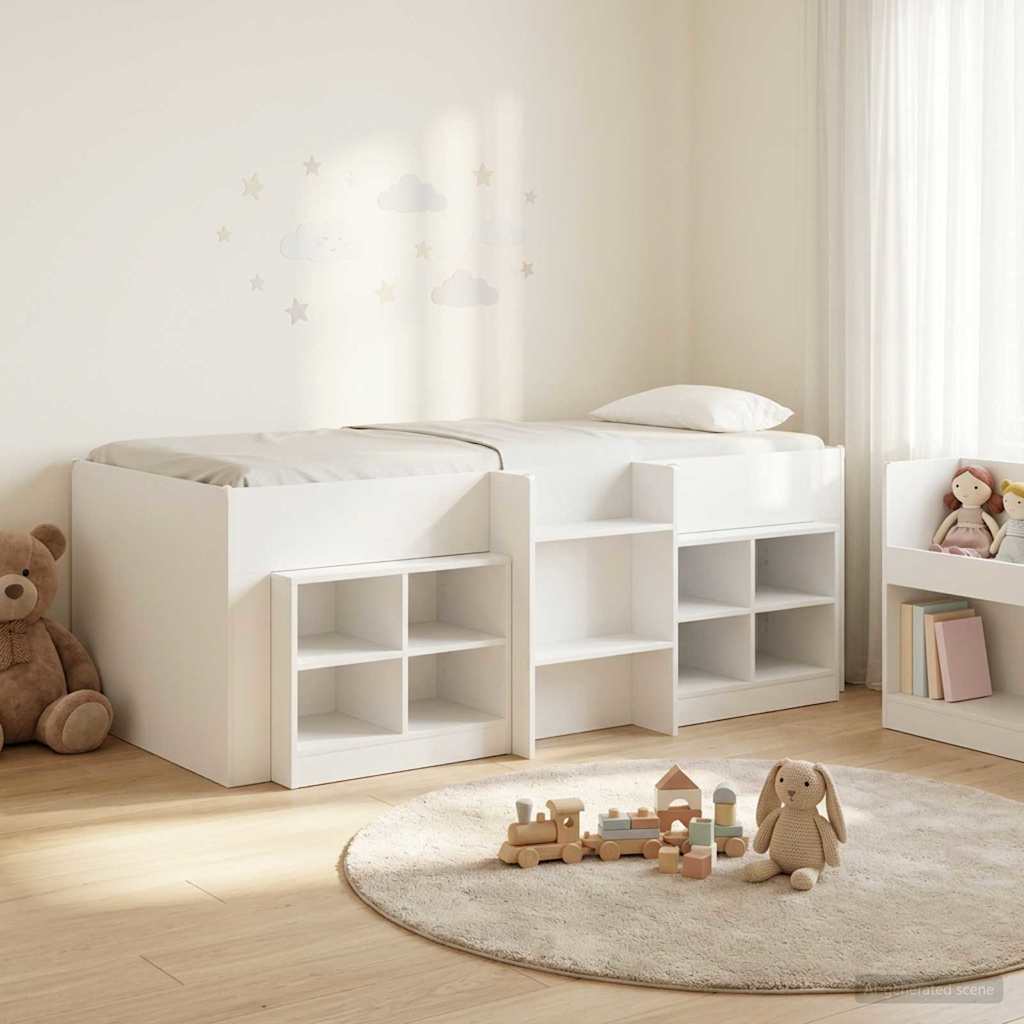 Loft Bed Frame met Kast met plank 3 st Wit Bewerkt hout is nu te koop bij PeponiXL, paradijselijk wonen!