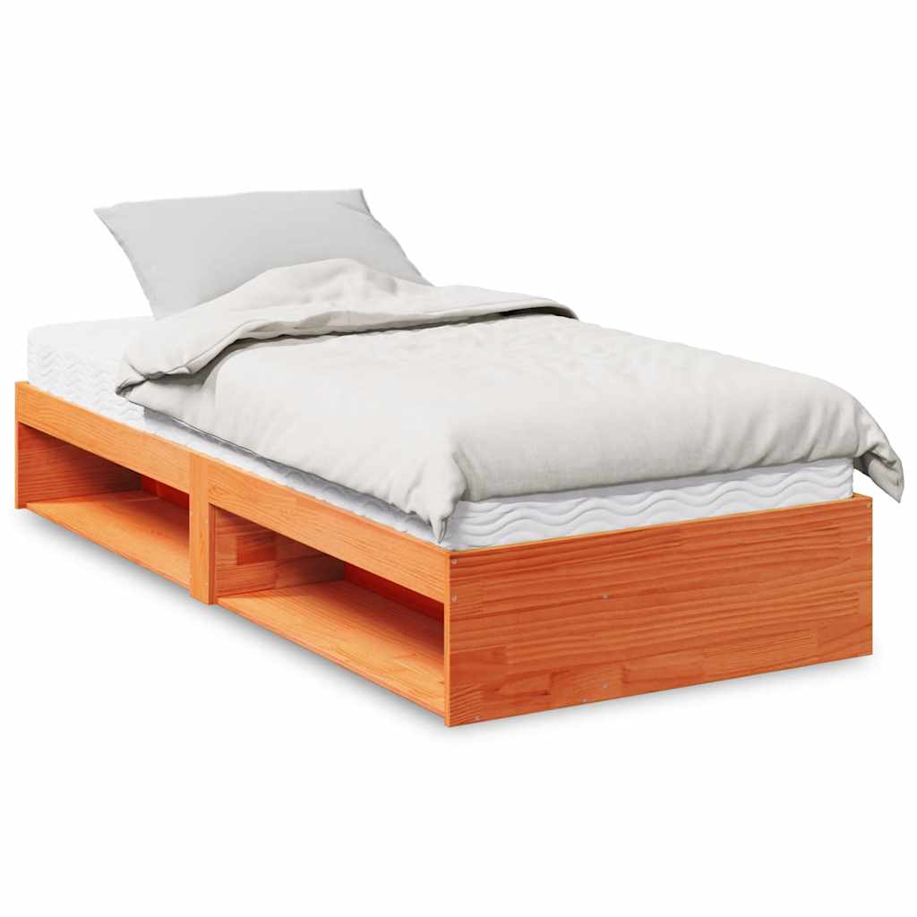 Bedbank met matras wasbruin 100x200 cm massief grenenhout is nu te koop bij PeponiXL, paradijselijk wonen!