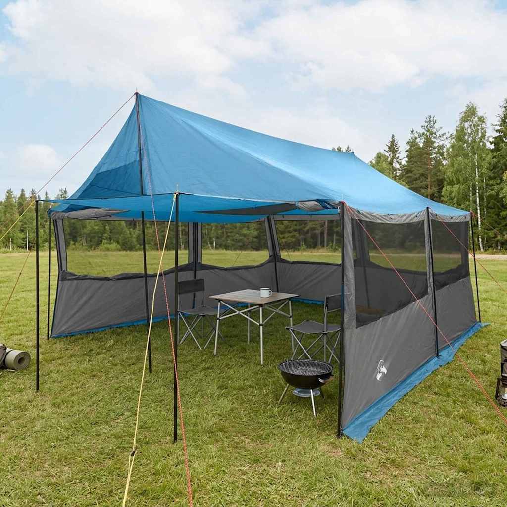 Gezinstent met dak Blauw 450 x 400 x 265 cm Polyester en staal is nu te koop bij PeponiXL, paradijselijk wonen!
