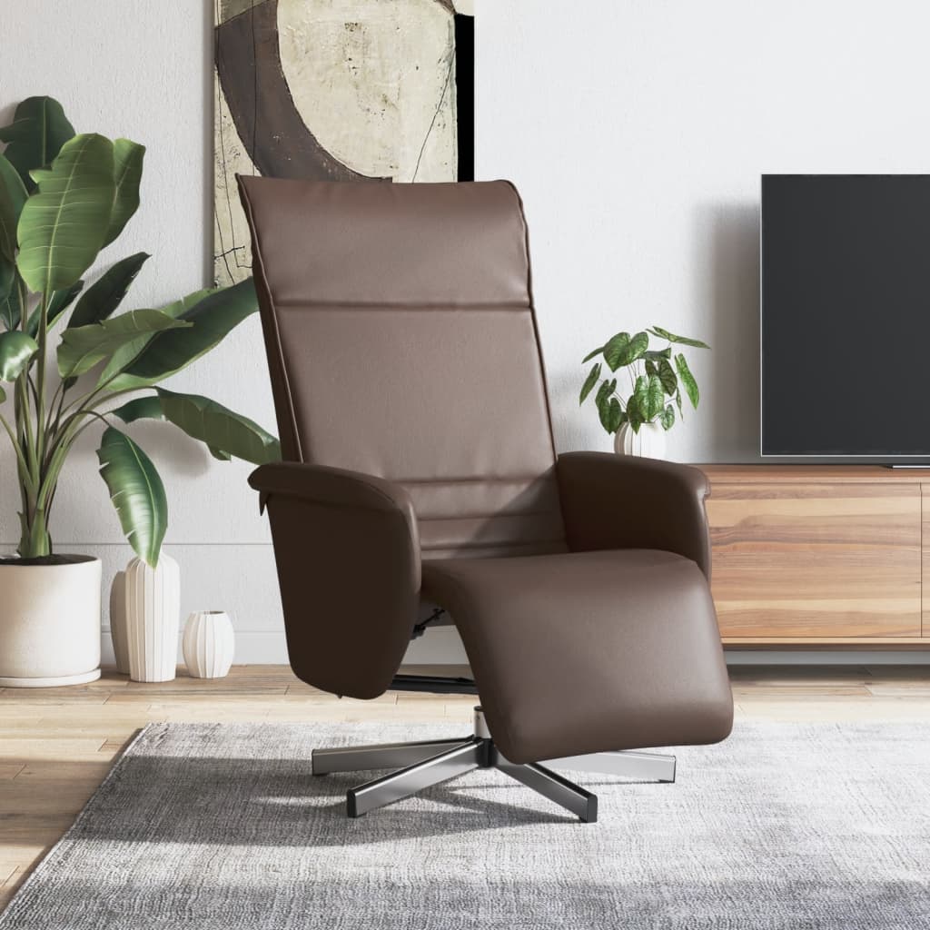 Fauteuil verstelbaar met voetensteun kunstleer bruin is nu te koop bij PeponiXL, paradijselijk wonen!