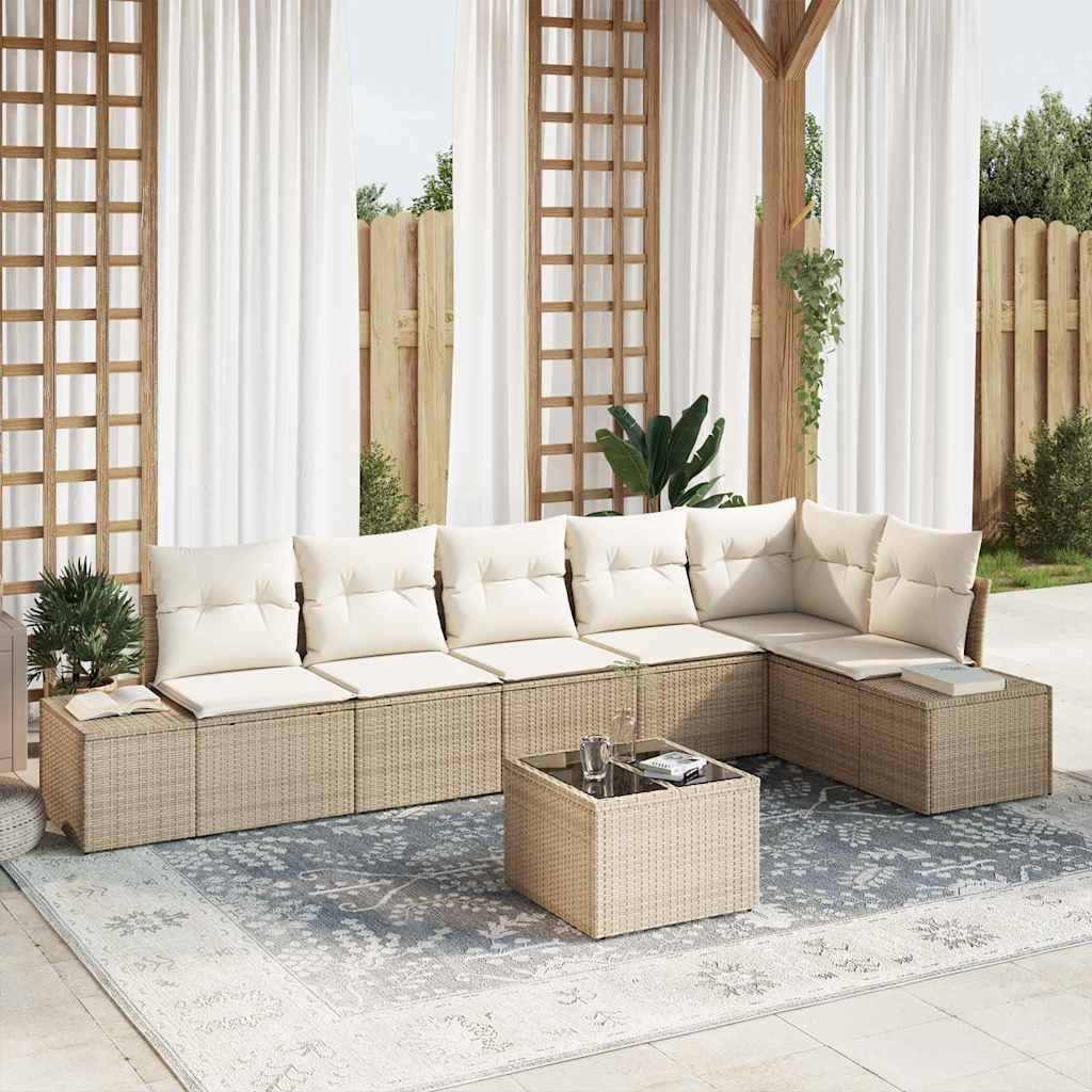 Tuinbankenset met opslag Beige en Crème poly rattan is nu te koop bij PeponiXL, paradijselijk wonen!