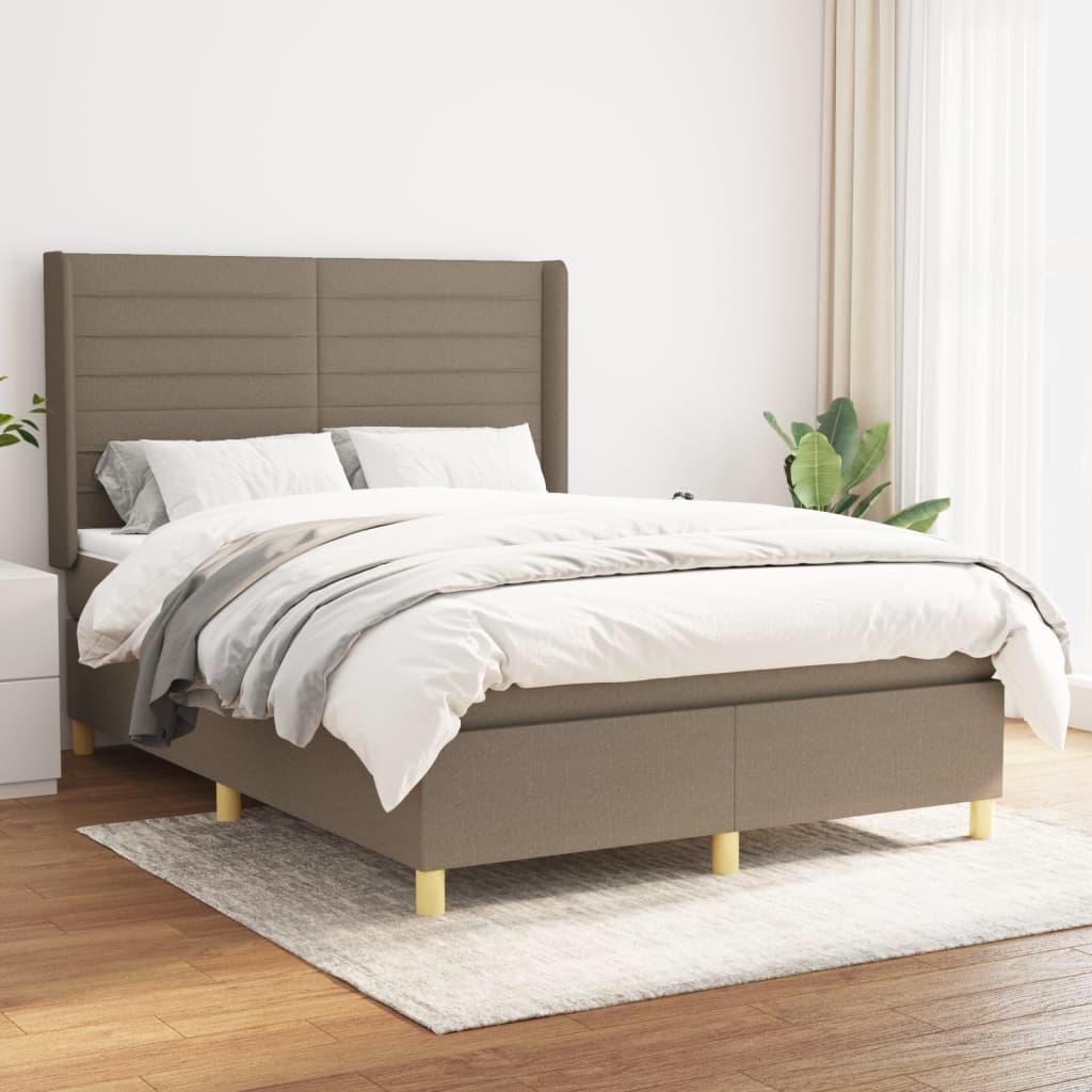 Boxspring met matras stof taupe 140x190 cm is nu te koop bij PeponiXL, paradijselijk wonen!