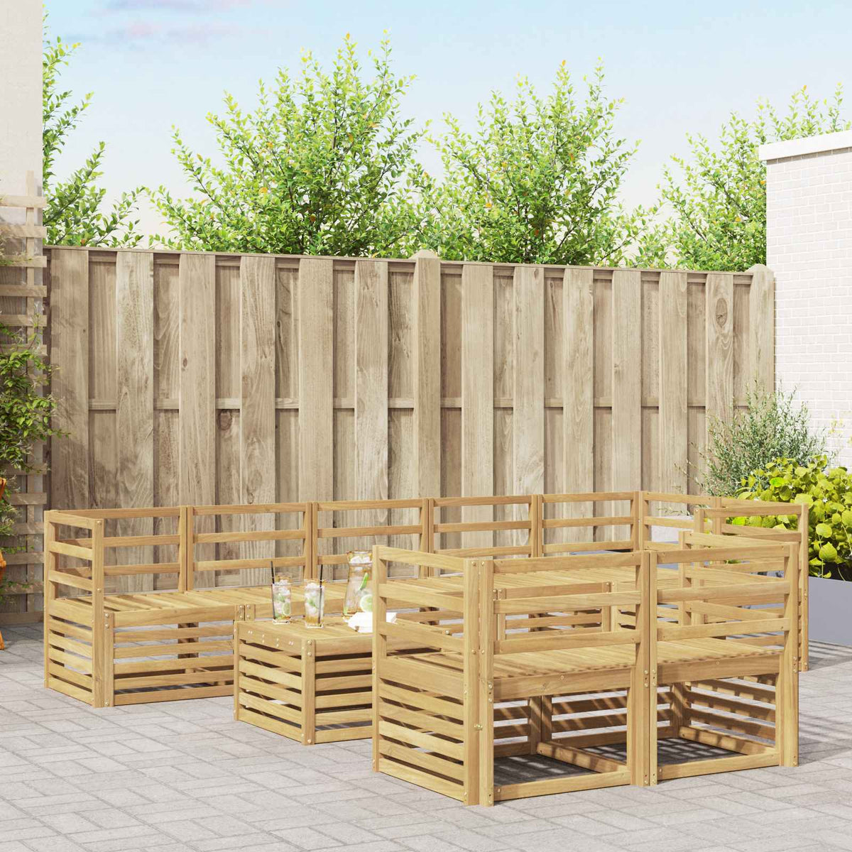 Buiten bankenset 9 pcs Wit 59 x 59 x 37 cm Massief Acaciahout is nu te koop bij PeponiXL, paradijselijk wonen!