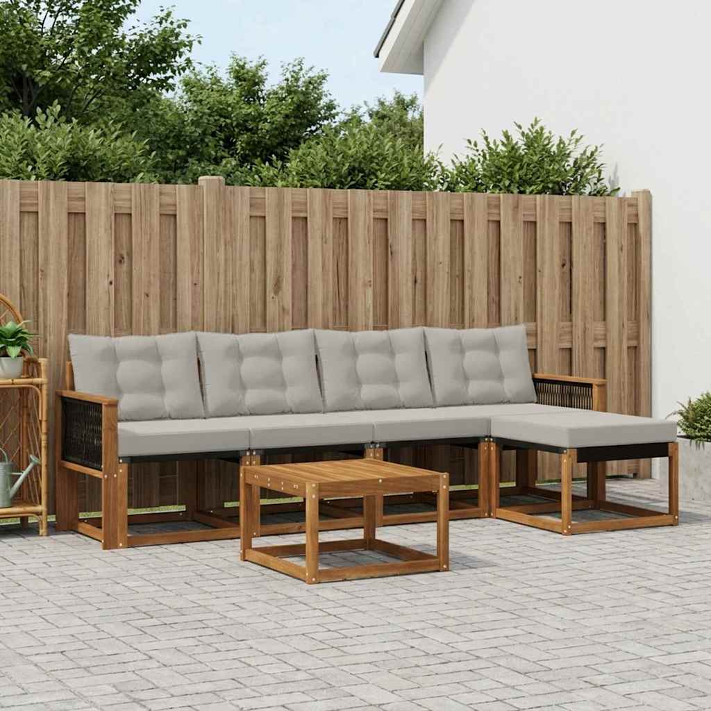 Buiten bankenset met kussen 6 pcs Naturel en lichtgrijs is nu te koop bij PeponiXL, paradijselijk wonen!