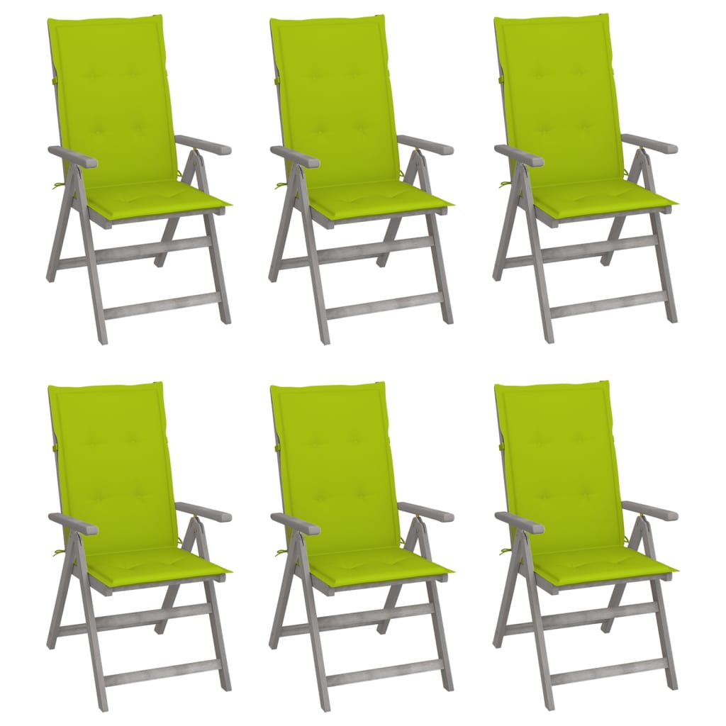 Tuinstoelen 6 st verstelbaar met kussens massief acaciahout is nu te koop bij PeponiXL, paradijselijk wonen!