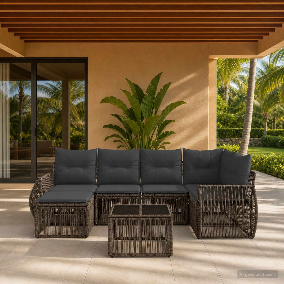 Tuinbankenset 7 pcs Grijs en Donkergrijs poly rattan is nu te koop bij PeponiXL, paradijselijk wonen!