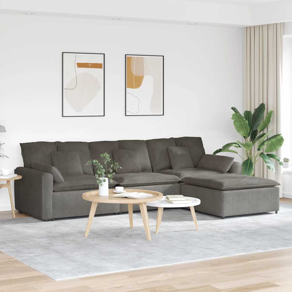 Modulaire bank met voetenbank en kussens lichtgrijs is nu te koop bij PeponiXL, paradijselijk wonen!