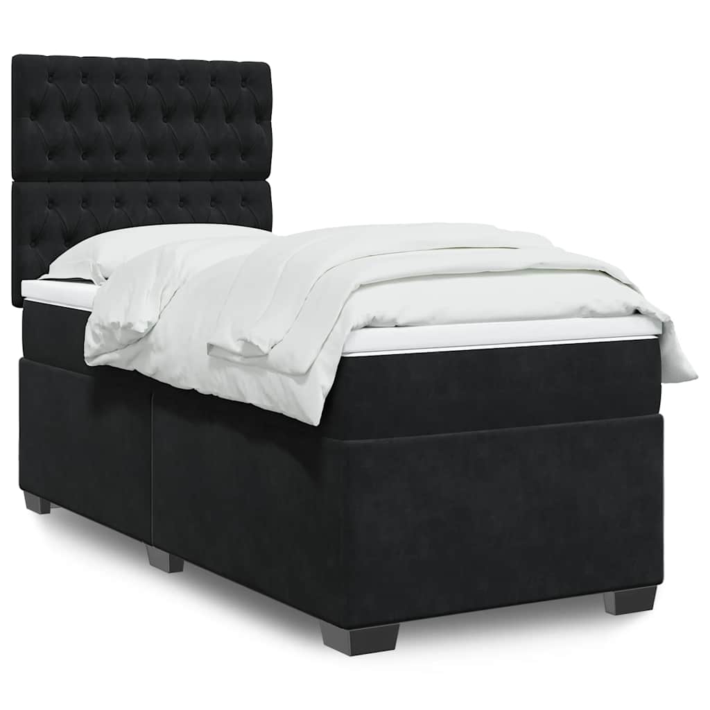 Boxspring met matras fluweel zwart 90x190 cm is nu te koop bij PeponiXL, paradijselijk wonen!