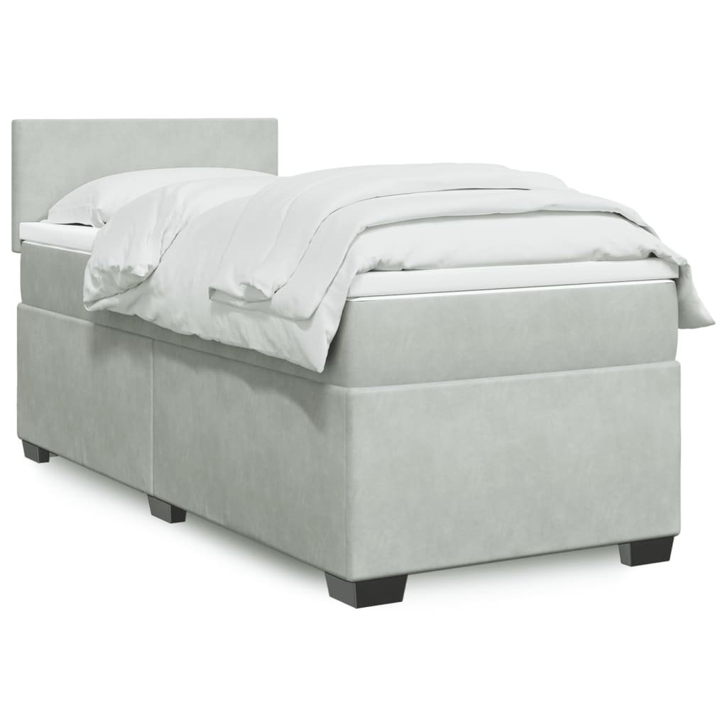 Boxspring met matras fluweel lichtgrijs 80x200 cm is nu te koop bij PeponiXL, paradijselijk wonen!