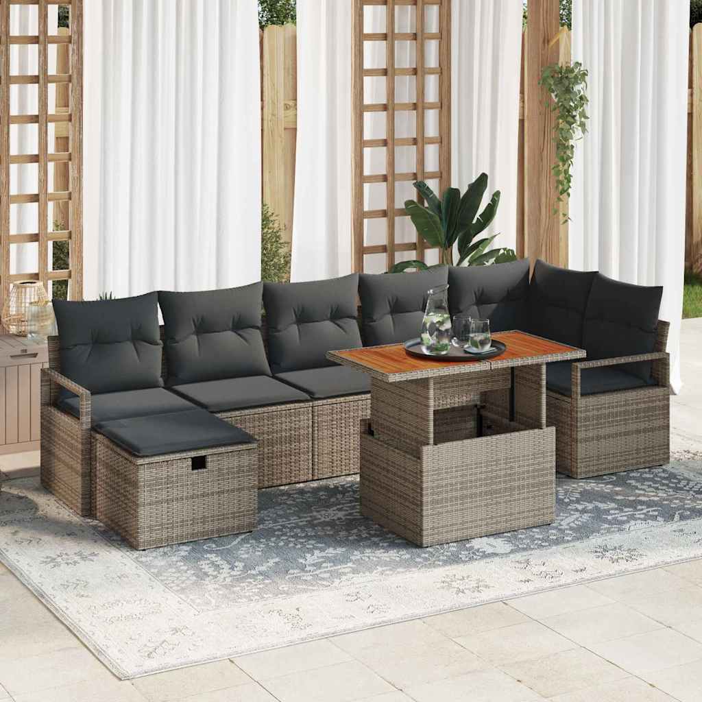Tuinbankenset 8 st Grijs poly rattan is nu te koop bij PeponiXL, paradijselijk wonen!