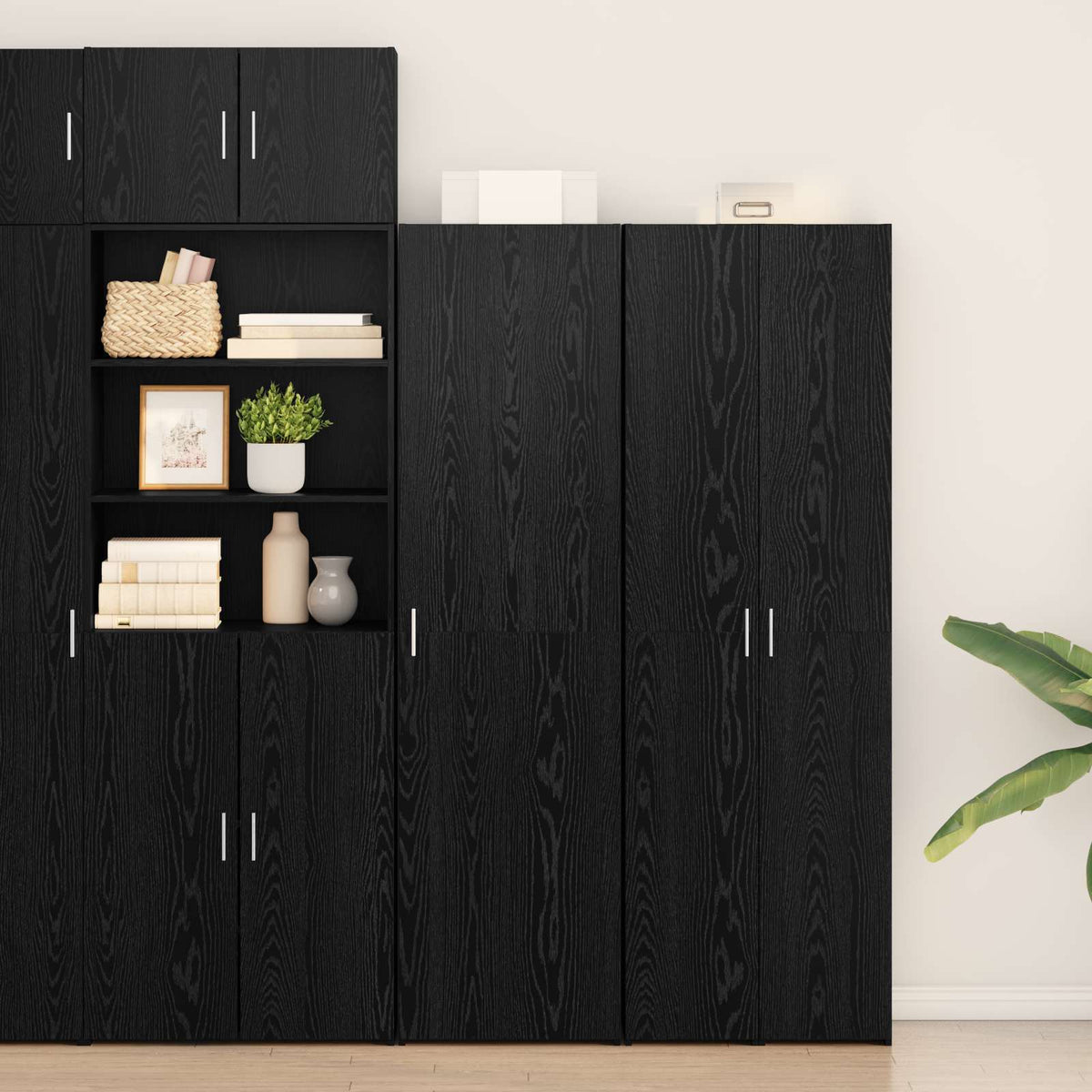 Hoge kast Zwart Eiken 50 x 42,5 x 185 cm is nu te koop bij PeponiXL, paradijselijk wonen!
