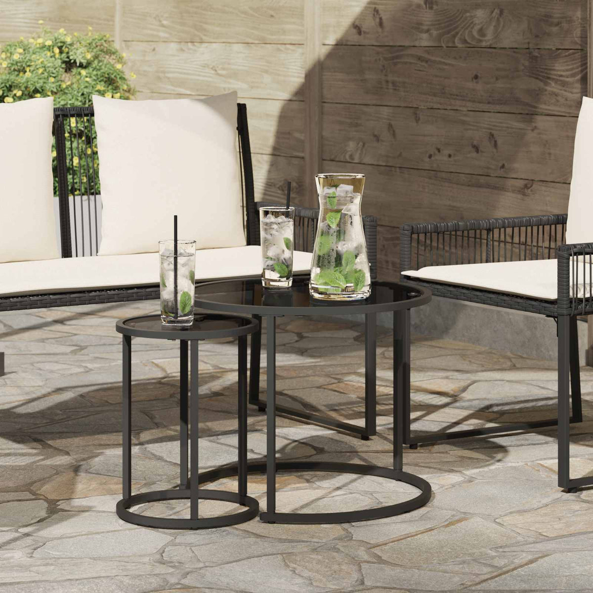 Koffietafel Set 2 pcs 55 x 55 x 45 cm staal is nu te koop bij PeponiXL, paradijselijk wonen!