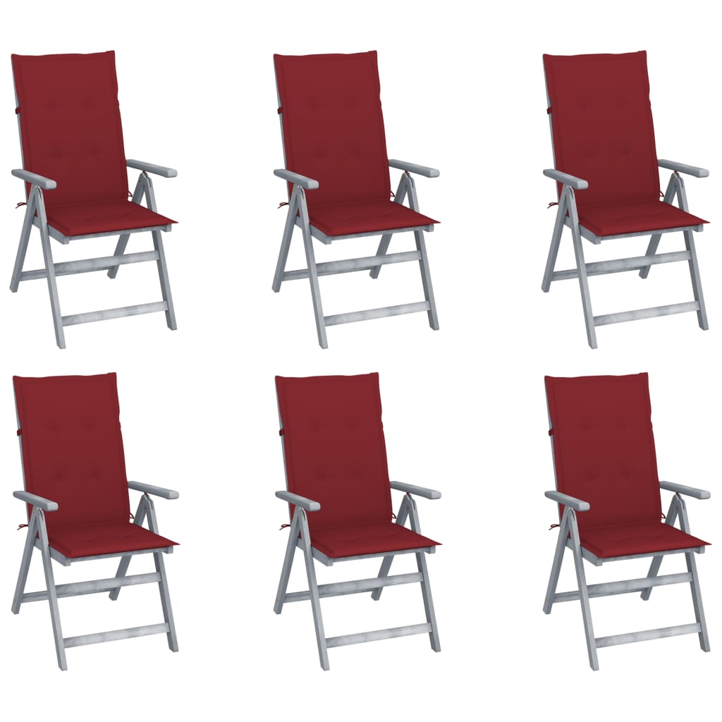 Tuinstoelen 6 st verstelbaar met kussens massief acaciahout is nu te koop bij PeponiXL, paradijselijk wonen!