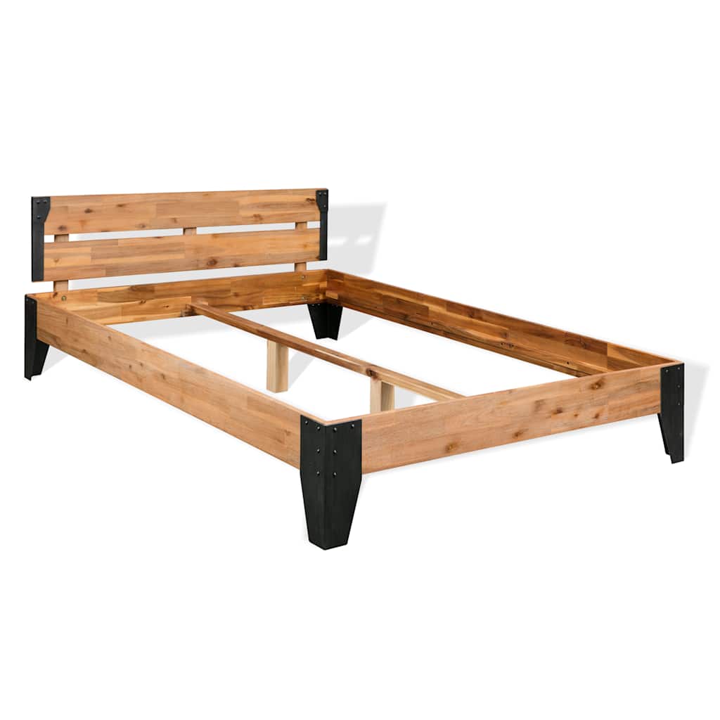 Bedframe massief acaciahout en staal 152x203 cm is nu te koop bij PeponiXL, paradijselijk wonen!